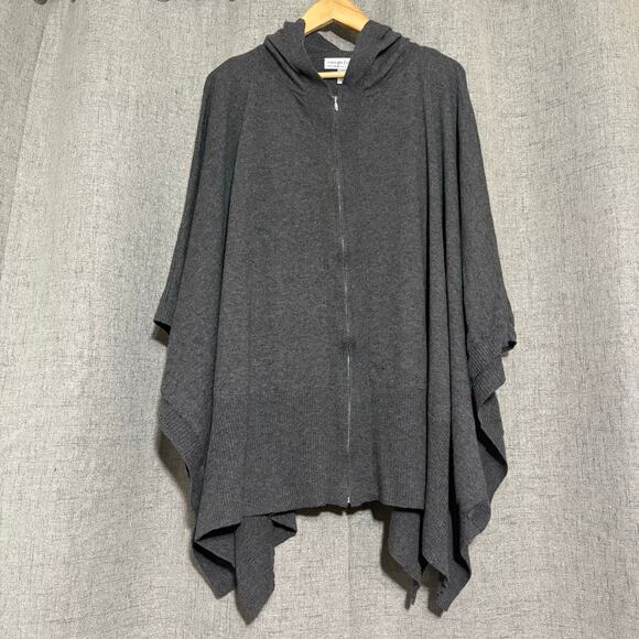 Sutton Studio Bloomingdales Jacket Women One Size O/S Gray Poncho Full‎ Zip - Picture 1 of 7